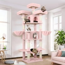 Big Pink 80" Cat Tower for Multiple Cats with Scratching Posts, Hammock & 3 Perches