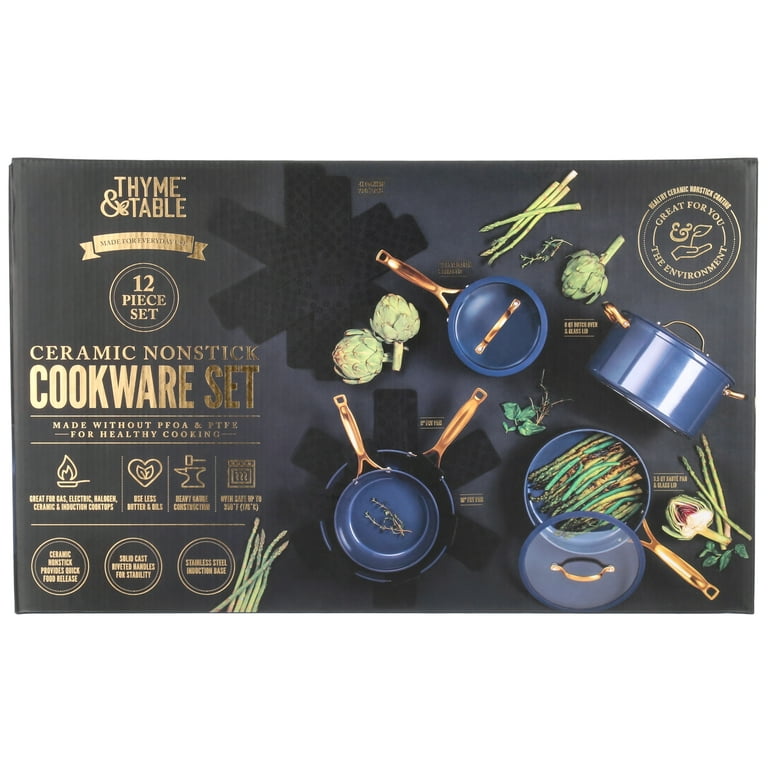 Thyme & Table Nonstick Willow Cookware, 12-Piece Set, Peacock Blue -  AliExpress