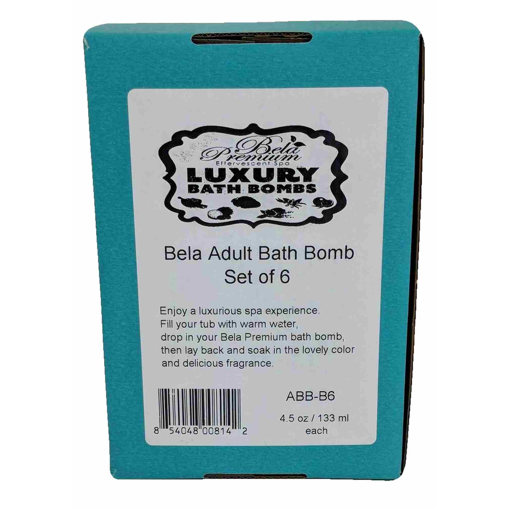 Bela Premium Luxury Bath Bombs, Assorted Box of 6