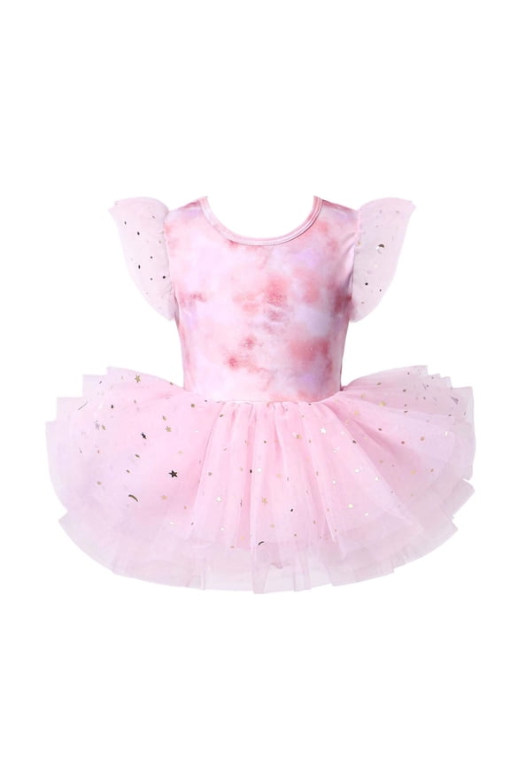 Ballet Leotards for Girls - Toddler lutter Wing Sleeve Tutu Skirted Ballerina Dance Dress Princess Tiere Toddler Dress