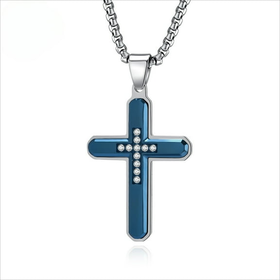 Metaljc Stainless Steel Cross Necklace for Men, Fashion Jewelry Gifts, 24 In
