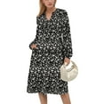 thumbnail image 3 of UVN Fall Dresses for Women Long Sleeve V Neck Midi Dress Casual Loose Flowy Swing Tiered Dress with Pockets, 3 of 9
