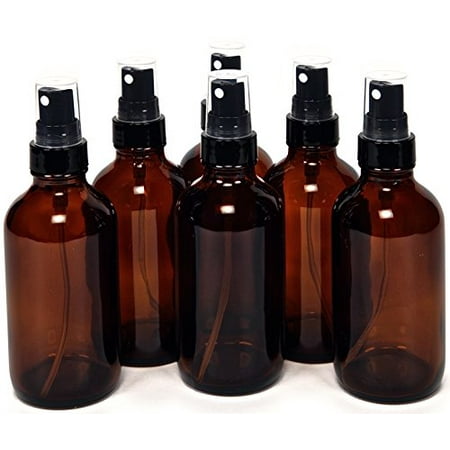 4oz Amber Glass Bottles w/ Fine Mist Sprayers for Perfume Oils 6 pcs by Vivaplex