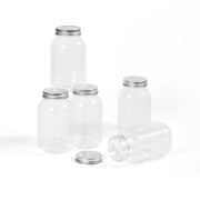 Novelinks 32oz Plastic Jars with Lids 6 Pack Clear Containers Airtight Food Storage Containers for Kitchen & Household,Silver