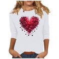 thumbnail image 2 of Jienlioq Chandail en Molleton de la Saint-Valentin pour Femmes Imprimé Décontracté Col Rond Manches 3/4 Blanc G, 2 of 4