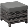thumbnail image 1 of Grey Patio Rattan Ottoman with Cushion | Outdoor Wicker Footrest - Backyard, Garden & Poolside Seating - Durable PE Rattan & Metal Frame - 19.7" x 19.7", 1 of 7