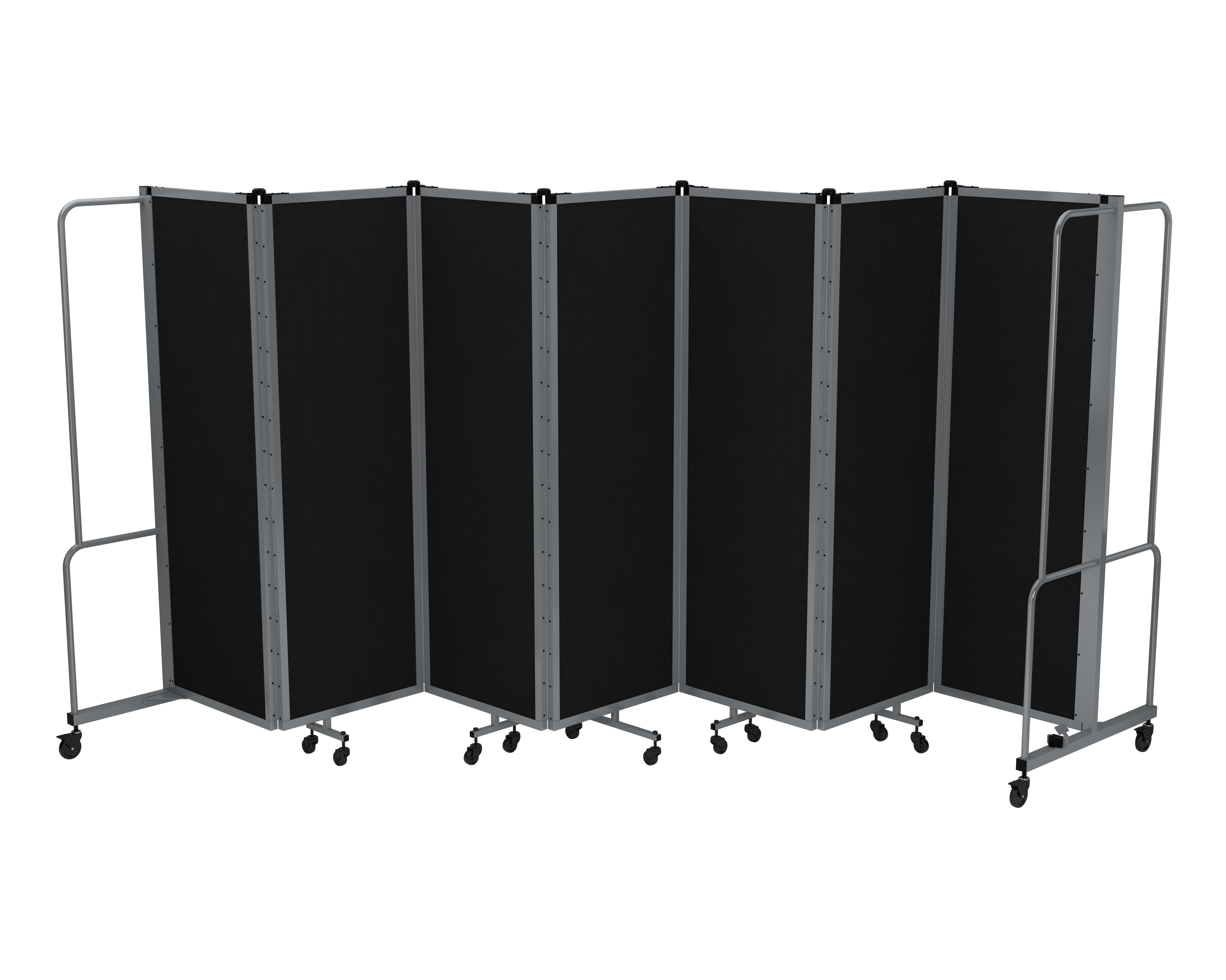 Hampden Furnishings Otis Collection Portable Room Divider, 7 Black Panels, Grey Frame