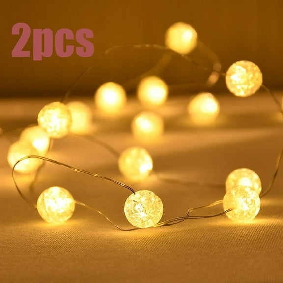 KOYPTL 2 Pcak Globe String Lights Christmas Decorations,13.2ft 40 LED Waterproof Crystal Ball Battery Operated Fairy Lights,Xmas Decorations for Party Wedding Holiday Indoor Home Decor