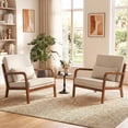 thumbnail image 2 of Gymax 2PCS Linen Fabric Upholstered Armchair w/ Lumbar Pillow Removable Back Beige, 2 of 10