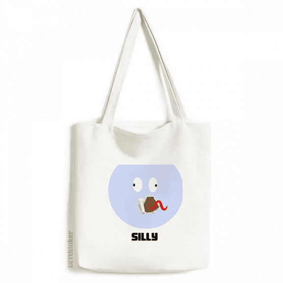 Silly Blue Emotion Wriggling Tongue Tote Canvas Bag Shopping Satchel Casual Handbag