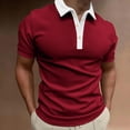 thumbnail image 2 of Bibifish Mens Polo Shirts Light Blue Body White Lapel Collar Button Placket Shirts Mens Spring Summer Basic Daily Tops, 2 of 4