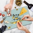 thumbnail image 4 of Saying Cutting Board, Big Font Classical Romantic Partners Phrase Soul Mates Theme Calligraphy Image, Decorative Tempered Glass Cutting and Serving Board, Large Size, Mustard Black, by Ambesonne, 4 of 5