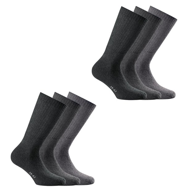 Rohner Basic Calcetines deportivos unisex, paquete de 6 - Basic Sport, monocolor Gris claro/Gris/Gris scuro 35-38