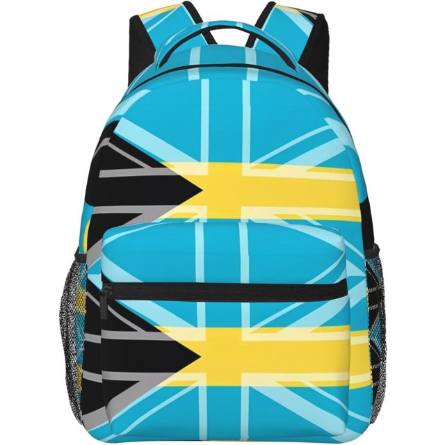 Bahamas Uk Flag Casual Backpack Travel Pack Bag Laptop Backpacks With Side Pockets Front Zipper Pockets Bookpack Daypack Picnic Rucksack Computer Bag