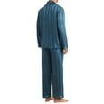 thumbnail image 3 of Pijama casual de 2 piezas de satén de manga larga a rayas para hombres INSPIRE CHIC, Día del Padre, talla XL, azul oscuro, 3 of 6
