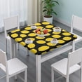 thumbnail image 3 of Yellow Lemon Fruit Dots Black Pattern Square Fitted Tablecloth with Elastic Edge,Square Table Cover,Washable Elastic Table Cover for Home Kitchen Party Decor 36"x36", 3 of 6