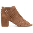 thumbnail image 2 of Cecelia New York Nikki Womens Bootie Laser Cut Peep Toe Open Toe Pump Ankle Boot (CHESTNUT, 6), 2 of 3