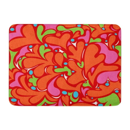 - LADDKE Colorful Whimsy Pattern Orange Hearts on Red Green Abstract Doormat Floor Rug Bath Mat 23.6x15.7 inch