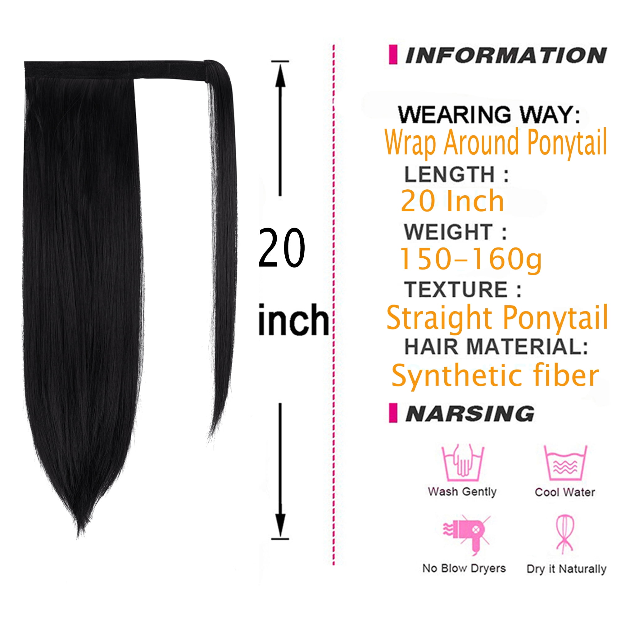 SHCKE Straight Hair Ponytail Extension 20 display picture 1