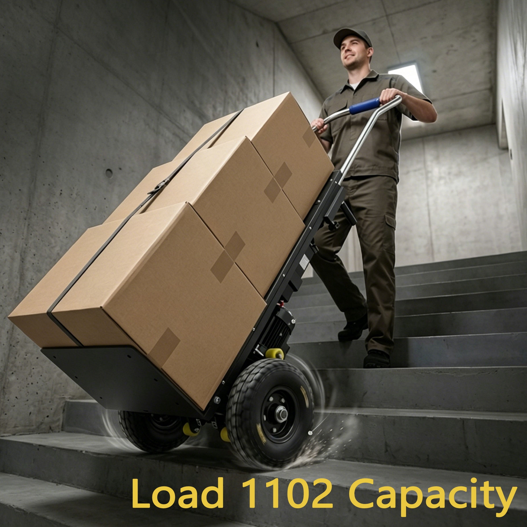 Electric Stair Climbing Dolly with 1102 lbs max Load Capacity, Folding Stair Climbing Dolly Takes, Motorized Stair Climbing Hand Truck for Office Daily Use