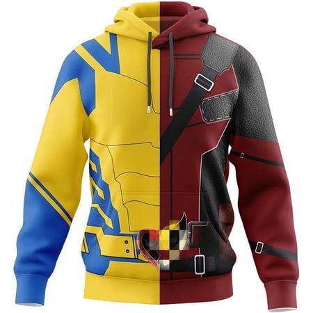 Deadpool Hoodie Cosplay Wolverine Costume yellow red black Long sleeved Sweatshirt daily Adults men and women Halloween