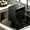thumbnail image 6 of QuanTara Stainless Steel Rotatable Knife Block, Multifunctional Countertop Storage with Drawer, Knife & Chopstick Organizer, Kitchen Knife Holder, Black, 6 of 6