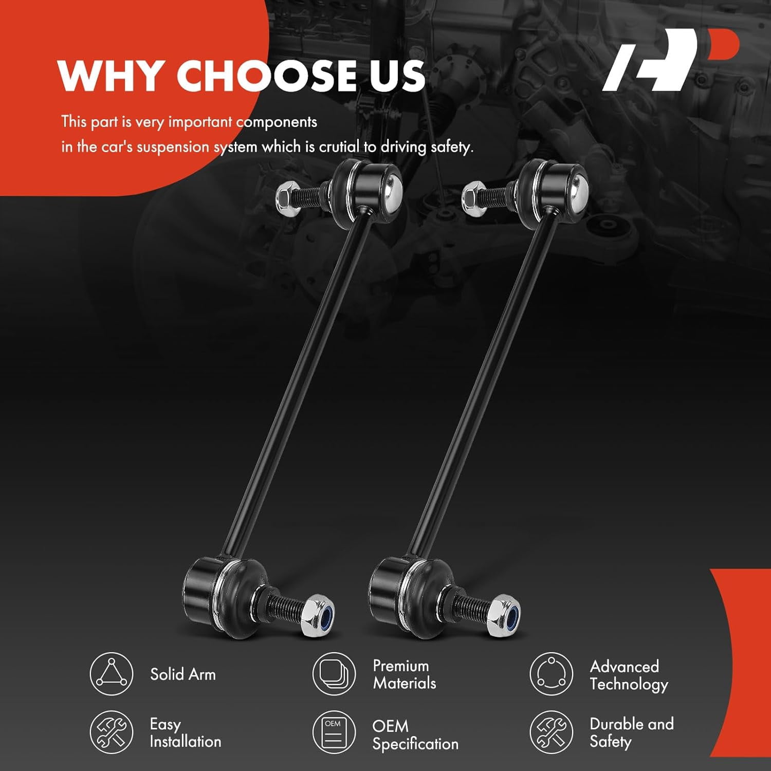 A-Premium 2Pcs Front Sway Bar Link Stabilizer Link Kit Compatible with Ford Focus 2000-2011, Replaces# 98AG3B438AD, YS413B438AA
