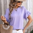 thumbnail image 6 of Noyal Women's Summer T-Shirts Ruffle Short Sleeve Tops Round Neck Casual Blouses Summer Casual Tops, 6 of 6