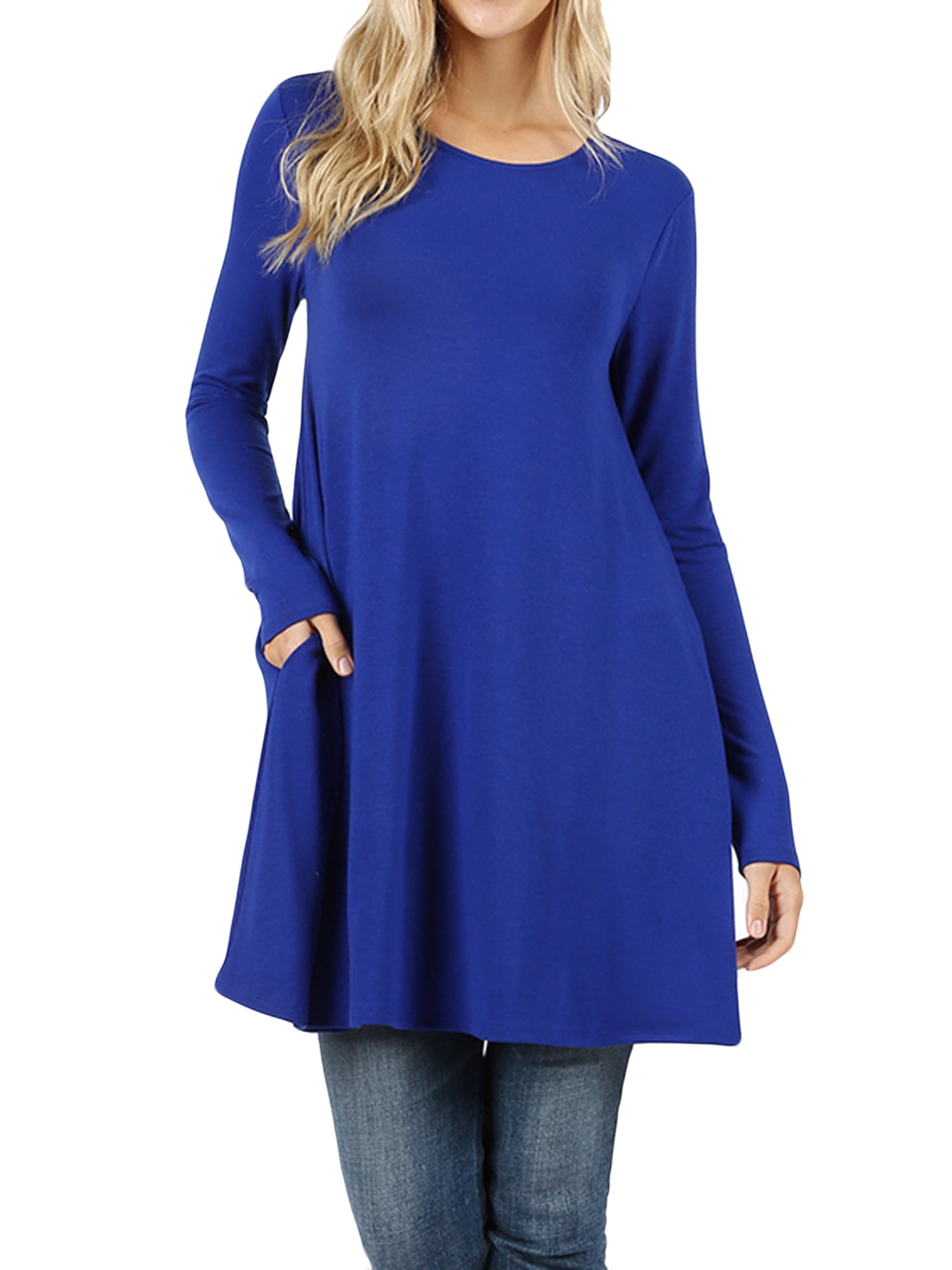 NEW Womens 3/4 Sleeve Tunic Top Dress Round Neck Blouse USA S M L XL Plus 2X 3X NEW Womens 3/4 Sleeve Tunic Top Dress Round Neck Blouse USA S M L XL Plus 2X 3X