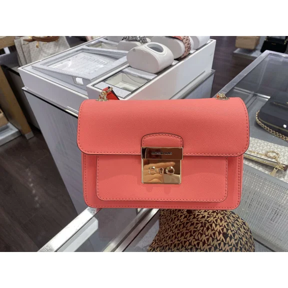 Michael Kors Women's Brandi Flap Crossbody Shoulder Bag Small Grapefruit