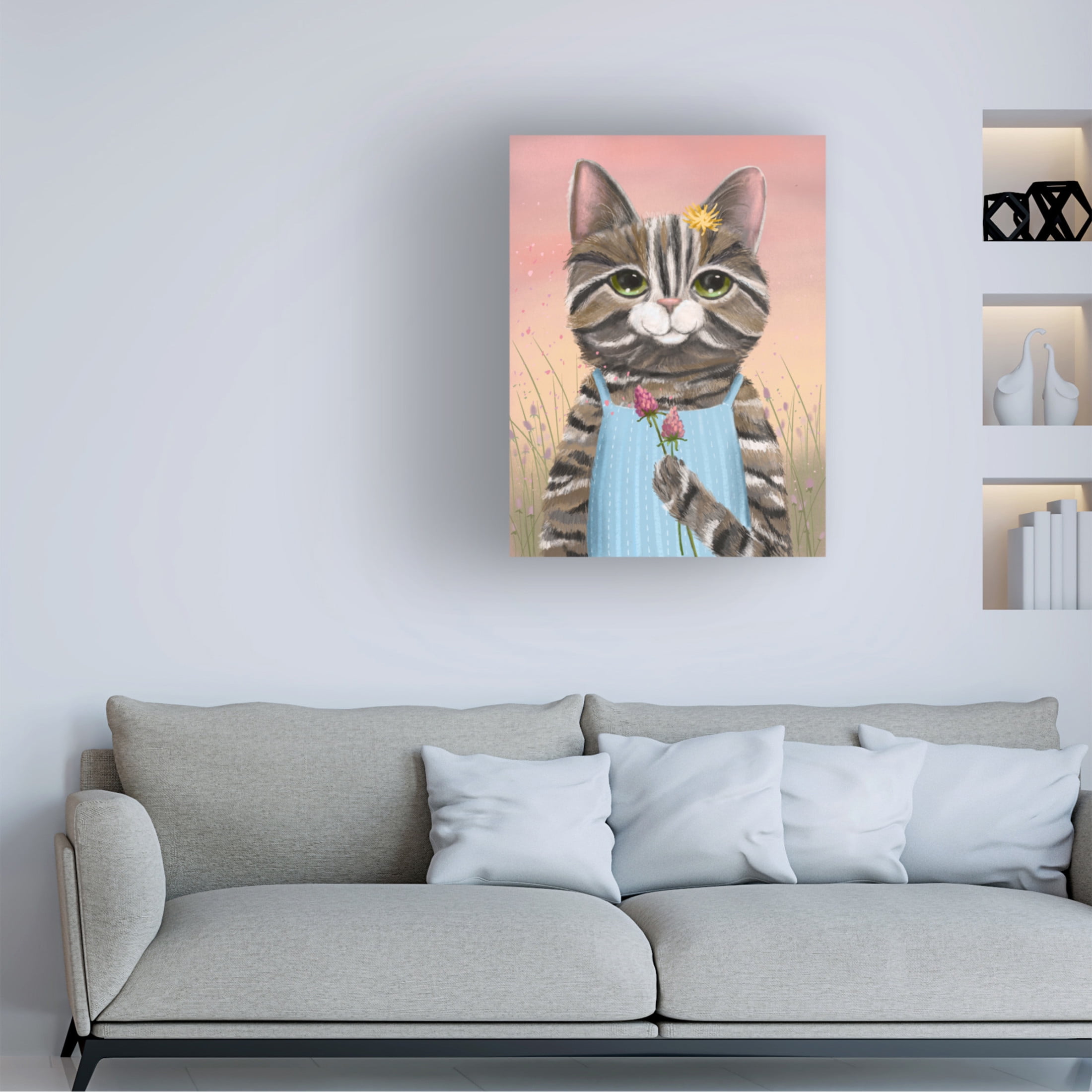 Canvas Wall Art - Christine Rotolo 'Wildflower Cats 1' Wall Art for Living Room, Bedroom, or Office Décor by Trademark Fine Art - 24 x 32 Inches