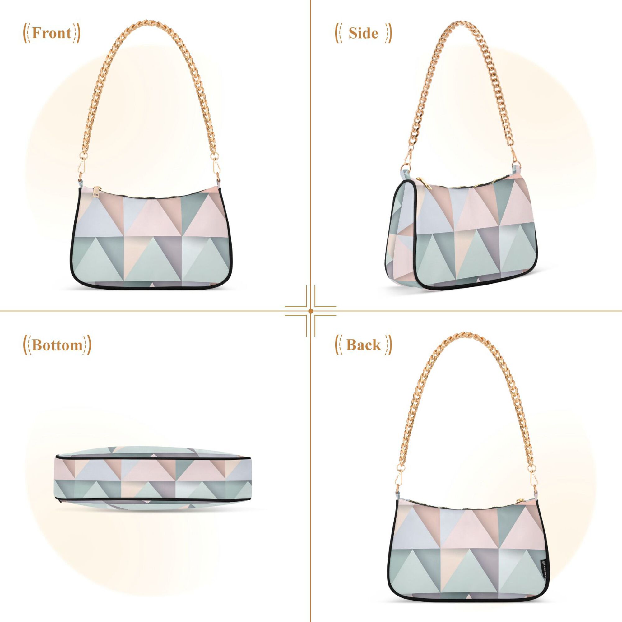 FORMRS Womens Shoulder Bag with Chain Strap Clutch Purse Cute Tote Handbag, Green Geometric