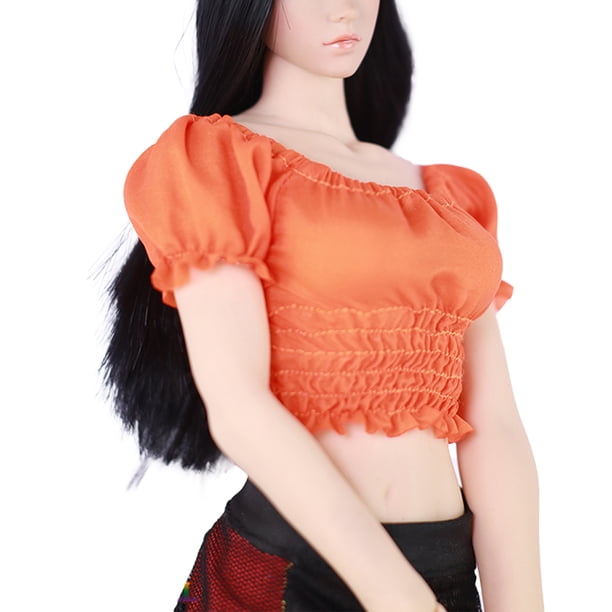 Vogacara 1 Juego de figuras de acción 1/6, modelos de figuras de mujeres realistas simples, camisa con arrugas, disfraz desmontable de belleza para Muñecas y casas de muñecas naranja Vogacara FN001635-05