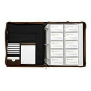 Rolodex Explorer Leather Organizer Business Card Book, 240-Card Cap., 11 x 13 1/2, Brown