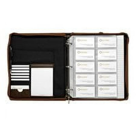 Rolodex Explorer Leather Organizer Business Card Book, 240-Card Cap., 11 x 13 1/2, Brown