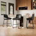 thumbnail image 2 of 3PC Bar Stools, PU Leather Counter Height Barstools with Back and Footrest, Upholstered Bar Chairs, 2 of 6