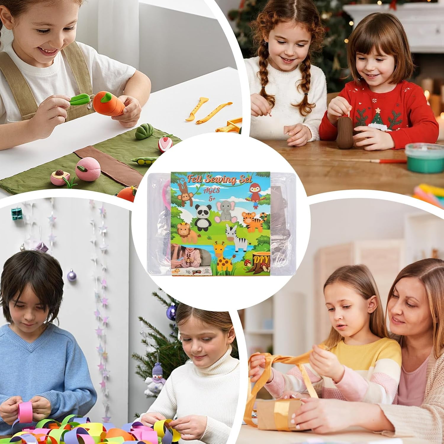Twiggle Stuff Sewing Kit, Safari Jungle Animals Sewing Craft Kit DIY, Educational Wild Animal Craft Set for Birthday Gift (8-Piece Set)