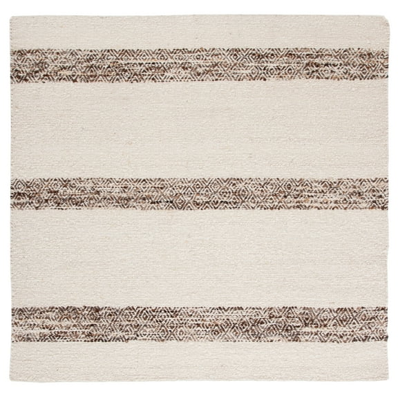 SAFAVIEH Natura Margaret Striped Area Rug, Ivory/Brown, 6' x 6' Square