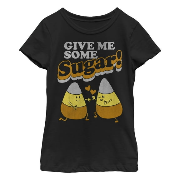 Girl's CHIN UP Halloween Candy Corn Sugar  Graphic Tee Black X Large