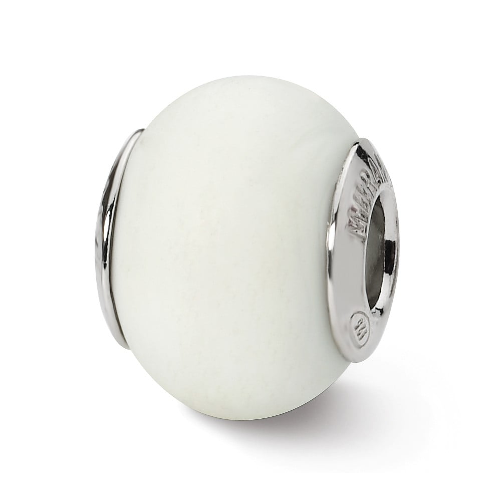 7.3mm x 13.6mm Solid 925 Sterling Silver Reflections Blue//Gold-Tone//Silver Italian Murano Bead