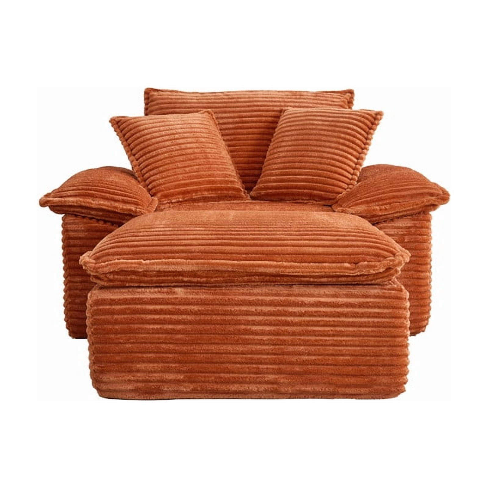 Oversized Single Sofa Chair with Movable 2-Layer Ottoman Set, Chaise Lounge Lazy Sofa, Modular Accent Floor Sofa
