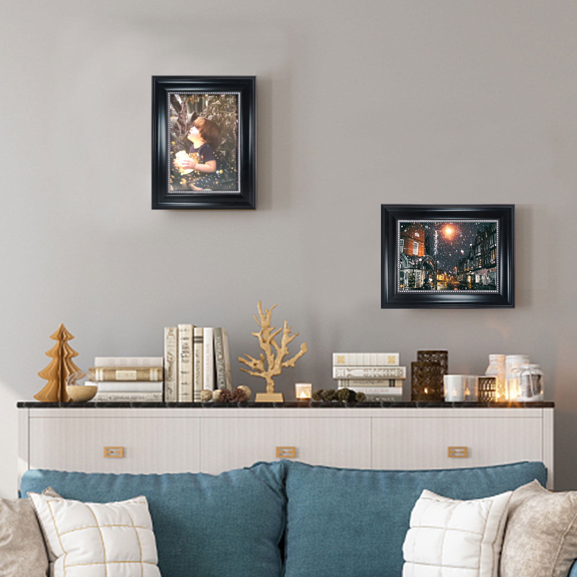 GraduationMall Black with Silver Beads 5x7 Picture Frames for Wall or Tabletop 2-Pack