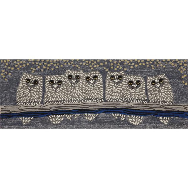 Trans-Ocean Importation FTPR5144347 24 x 60 Po Liora Mannequin Frontporch Hiboux d'Intérieur et d'Extérieur Rug&44; Gris
