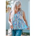 thumbnail image 4 of Débardeur à Motif Boho Bleu Ciel Imprimé Volant V Décolleté pour Femmes, 4 of 17