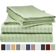 thumbnail image 1 of Ensemble de Draps de Lit Deluxe Rayé 1800 Prestige Doux et Confortable, Simple Sauge, 1 of 1