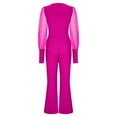 thumbnail image 5 of jjayotai Clearance for Women Pants Fashion Womens WinterSolid Sequins Patchwork Long Sleeve V-Neck Jumpsuits Rollbacks Hot Pink, 5 of 6