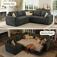 thumbnail image 4 of Marrber 84" Large Sectional Sofa with Pull-Out Sleeper Bed, Reversible Chaise & Hidden Storage, Pet-friendly Corduroy for Living Room, Gray, 4 of 9