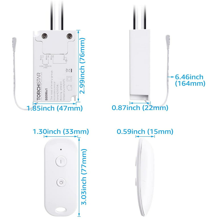 Compact Wireless Light Switch Transmitter + Receiver for Lamp RF