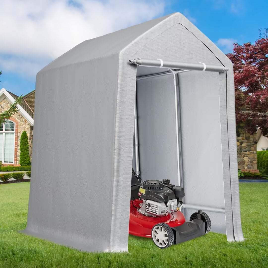 Portable Shed Carport Canopy 6x8 ft Waterproof Heavy Duty All-Season Portable Garage with Roll-up Zipper Door for Motorcycle, Bike, Garden Tools