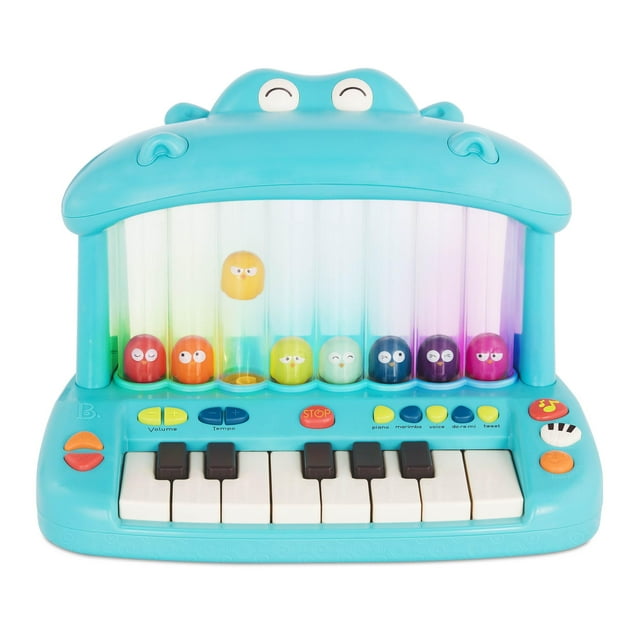 Teclado de juguete musical B. toys Hippo Pop para niños pequeños de 12 años o más